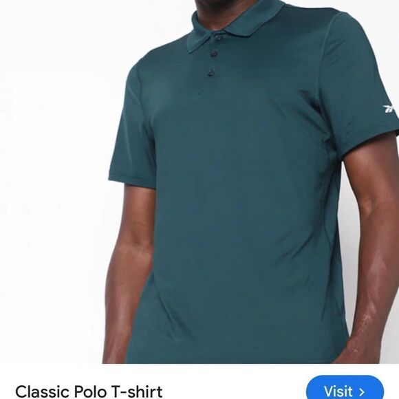 Rebook golf plus size three button short sleeve green patterned collar 3XL tall - Picture 2 of 10